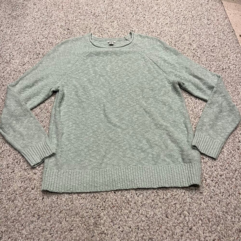 LL Bean Midweight Cotton Slub rollneck Pullover XL Light Green Preppy Classic